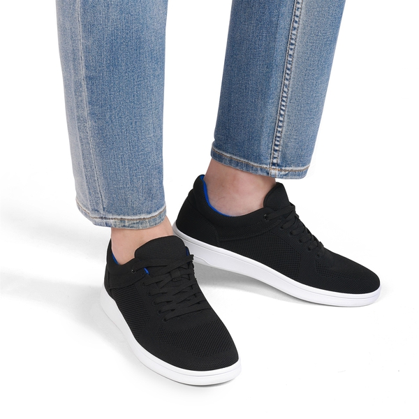 Men's Knitted Casual Sneakers - BLACK - 6